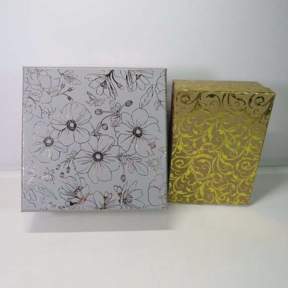 Floral Foiled (2) Gift Boxes / Storage Boxes Holiday Christmas or Everyday - Picture 1 of 13